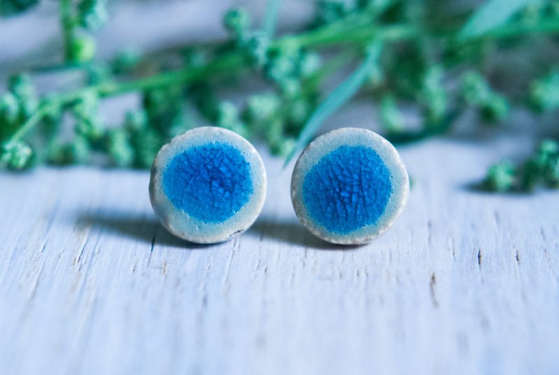 Wkrętki ceramiczne - pistacjowo-niebieskie kółka