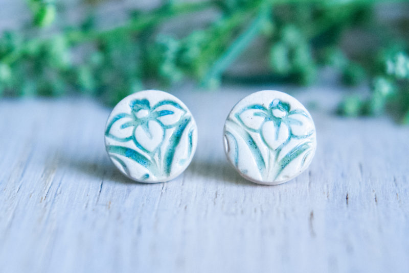 Wkrętki ceramiczne - zielone kwiaty