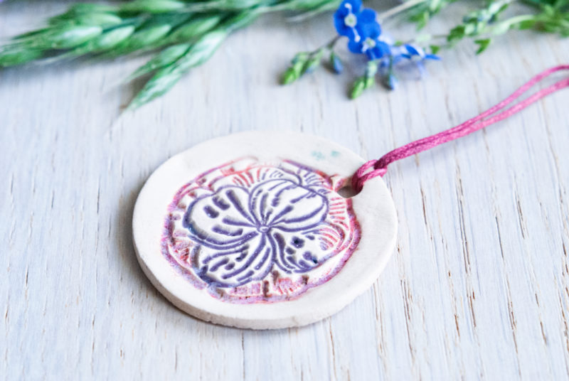 Wisiorek ceramiczny Florae Major - róż i fiolet
